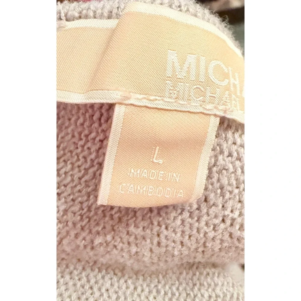 Michael Kors Sz-Lg Shirttail Hem Side Slits Zip Back Long Sleeve Sweater Grey‎